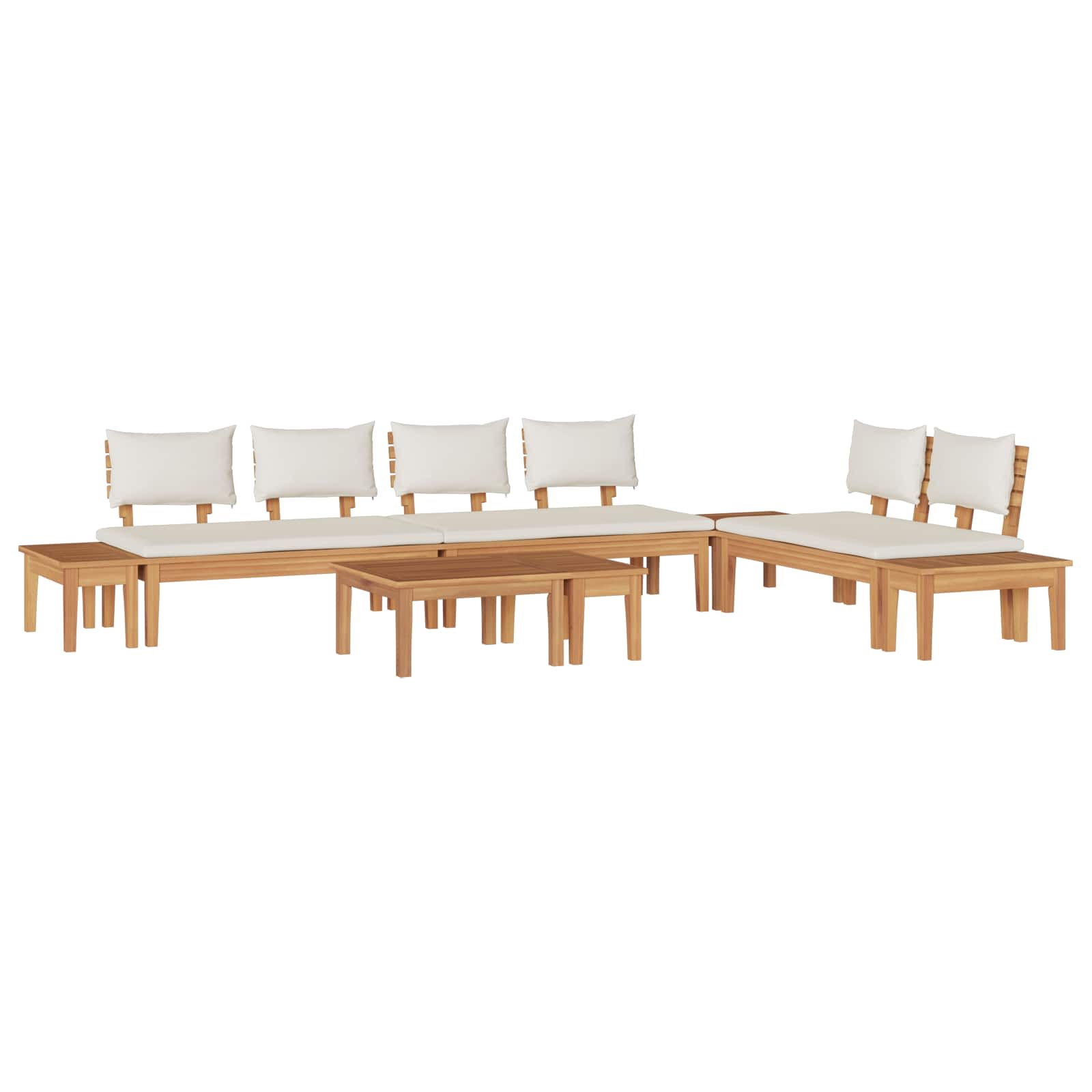 Ensemble de canapé de jardin 5 pcs Marron et Crème - XIOS
