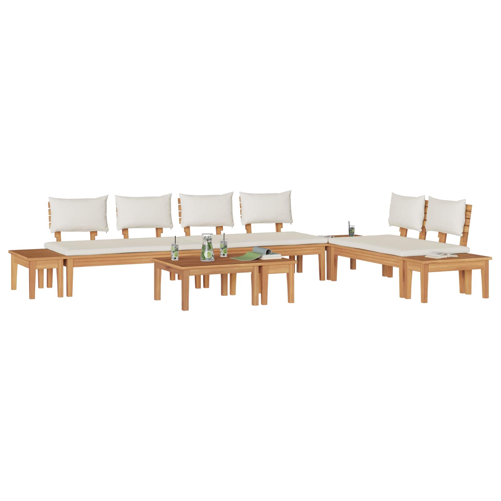 Ensemble de canapé de jardin 5 pcs Marron et Crème - XIOS