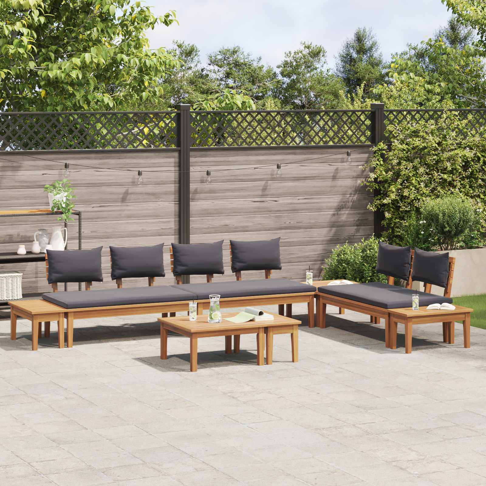 Ensemble de canapé de jardin 5 pcs Marron et gris - XIOS