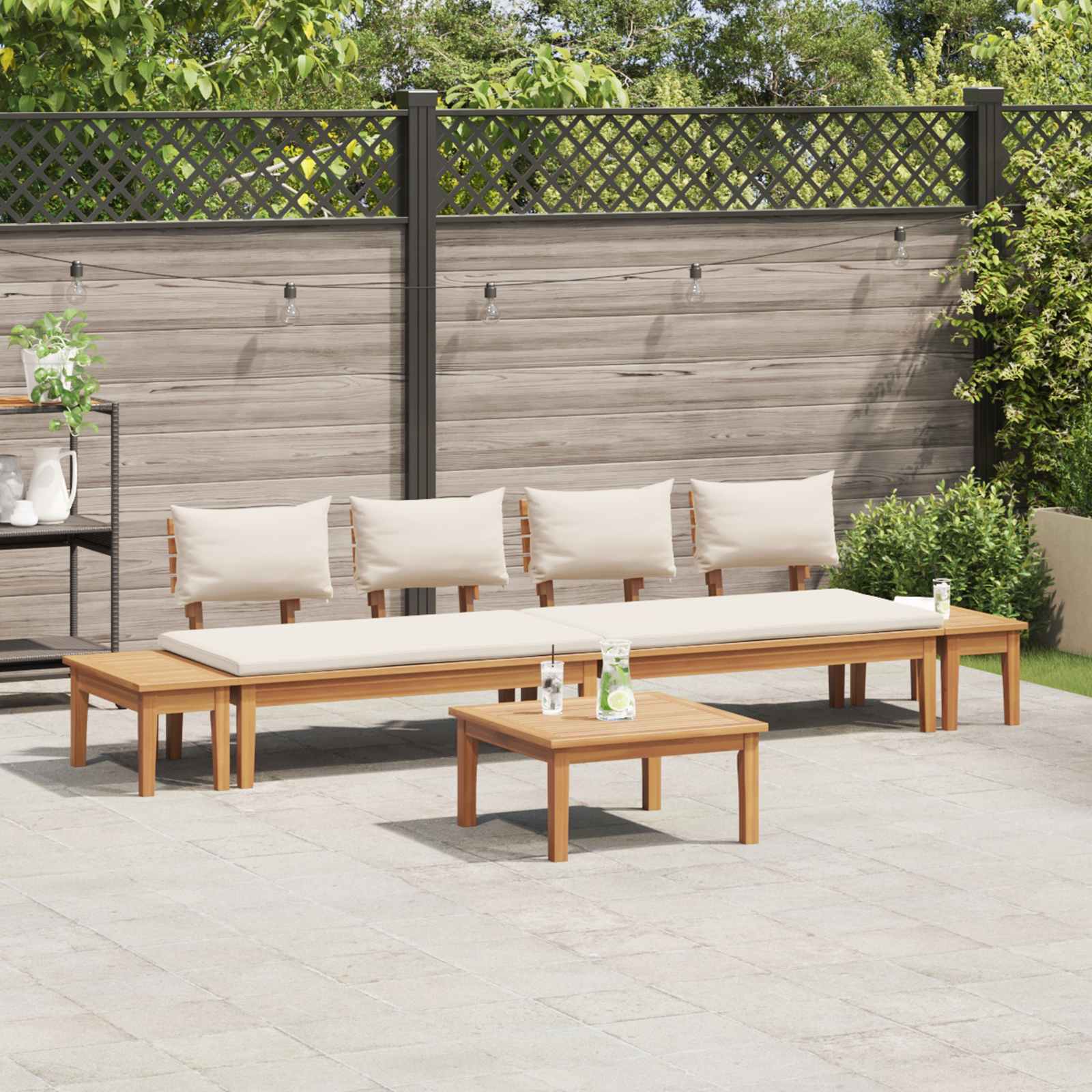 Ensemble de canapé de jardin 5 pcs Marron et Crème - XIOS