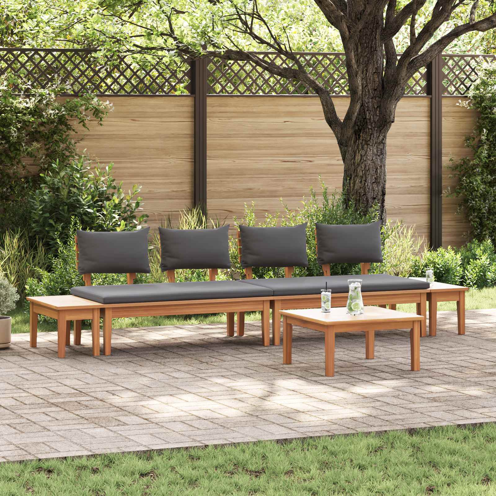 Ensemble de canapé de jardin 5 pcs Marron et gris - XIOS