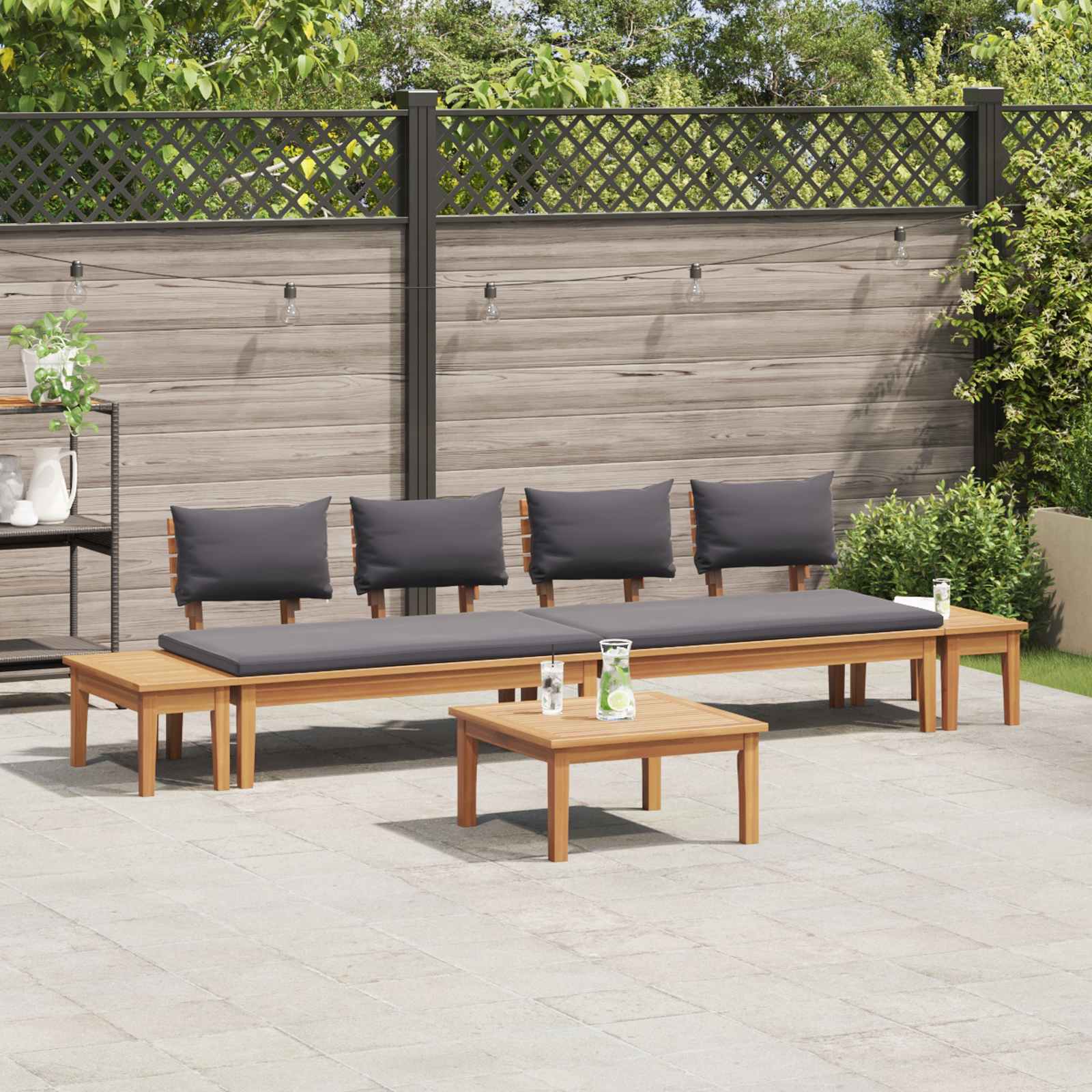 Ensemble de canapé de jardin 5 pcs Marron et gris - XIOS