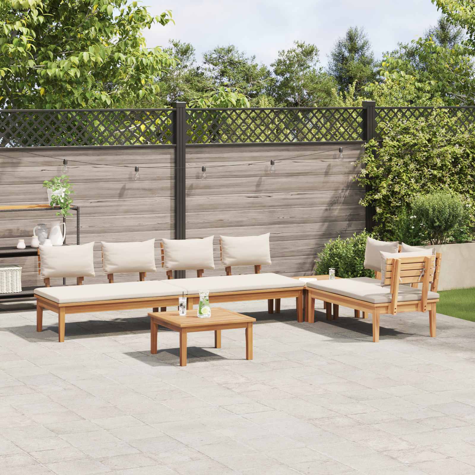 Ensemble de canapé de jardin 5 pcs Marron et Crème - XIOS