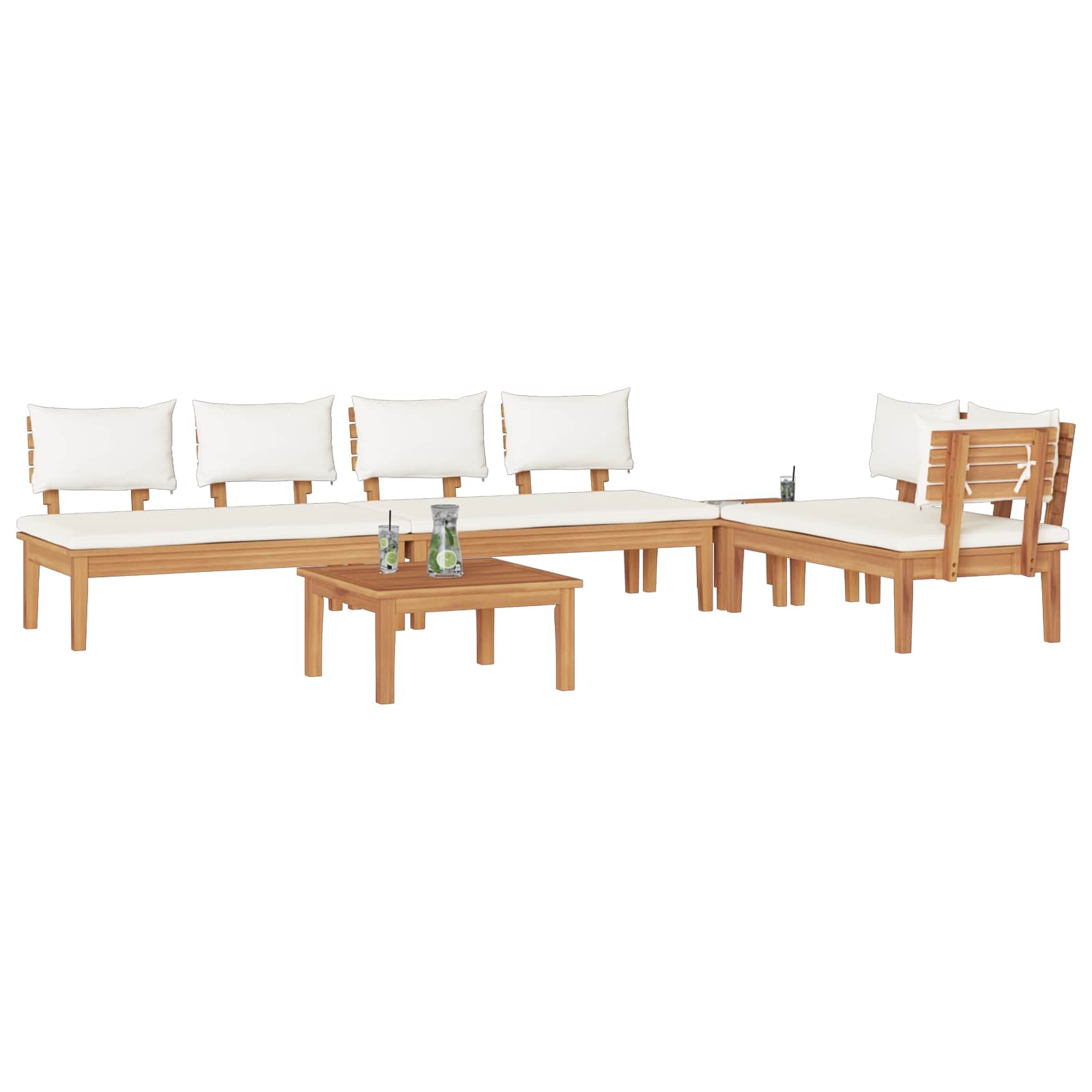 Ensemble de canapé de jardin 5 pcs Marron et Crème - XIOS