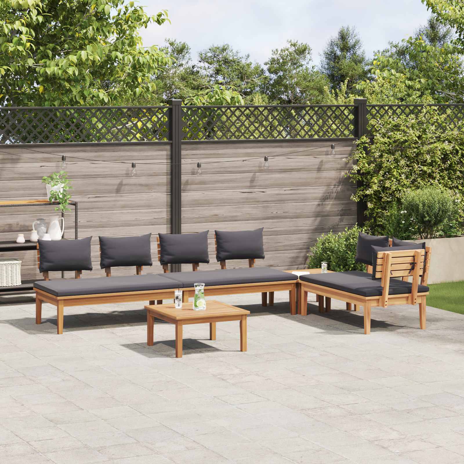 Ensemble de canapé de jardin 5 pcs Marron et gris - XIOS