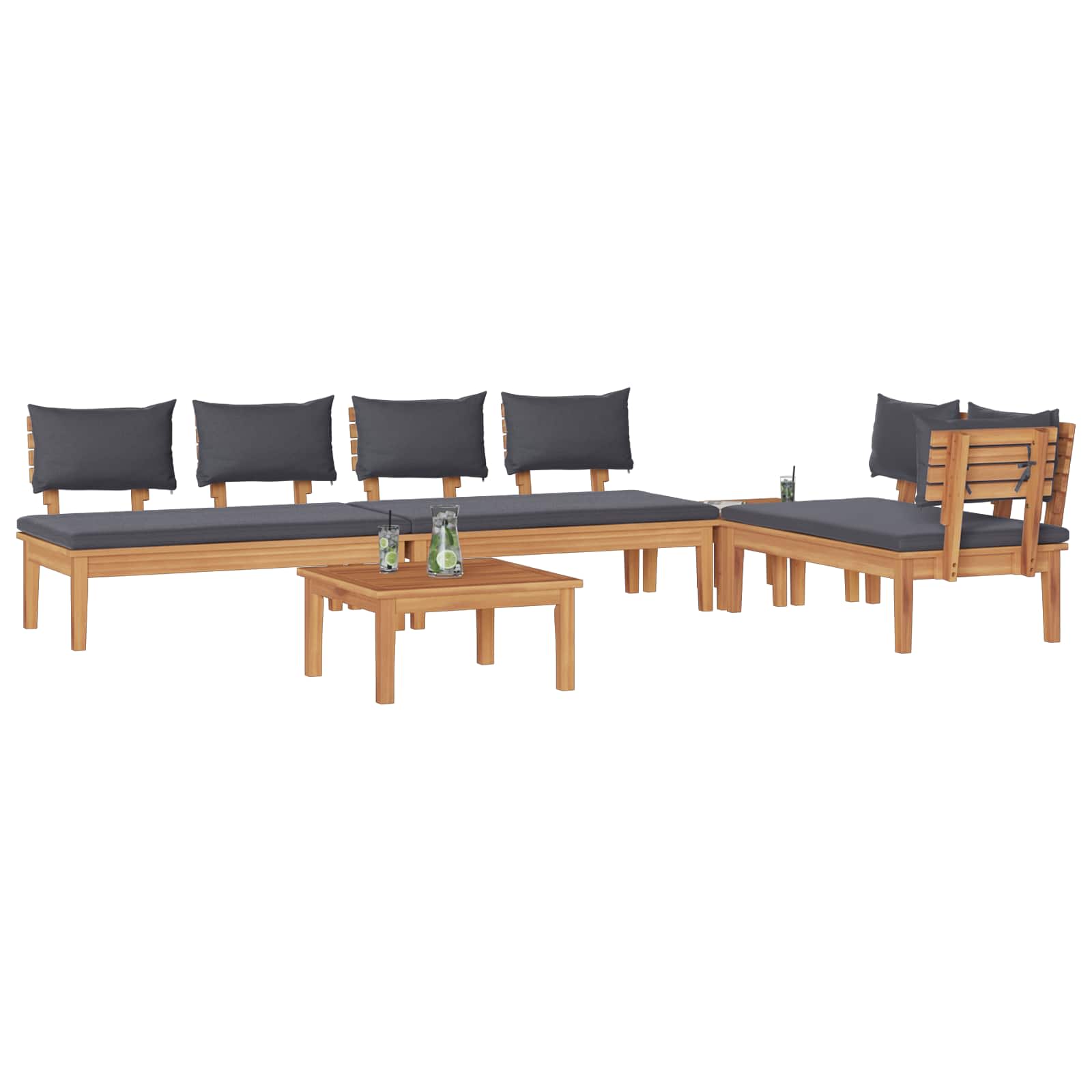 Ensemble de canapé de jardin 5 pcs Marron et gris - XIOS