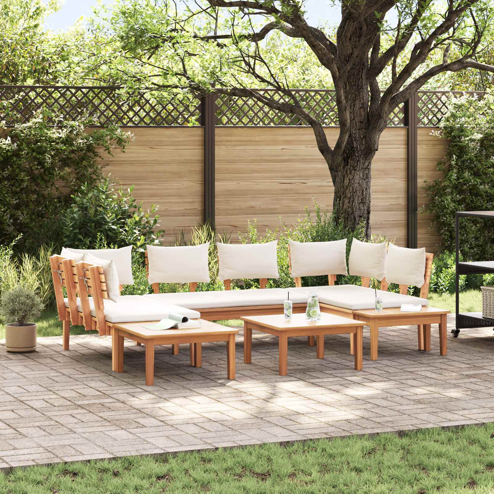 Ensemble de canapé de jardin 4 pcs Marron et Crème - XIOS