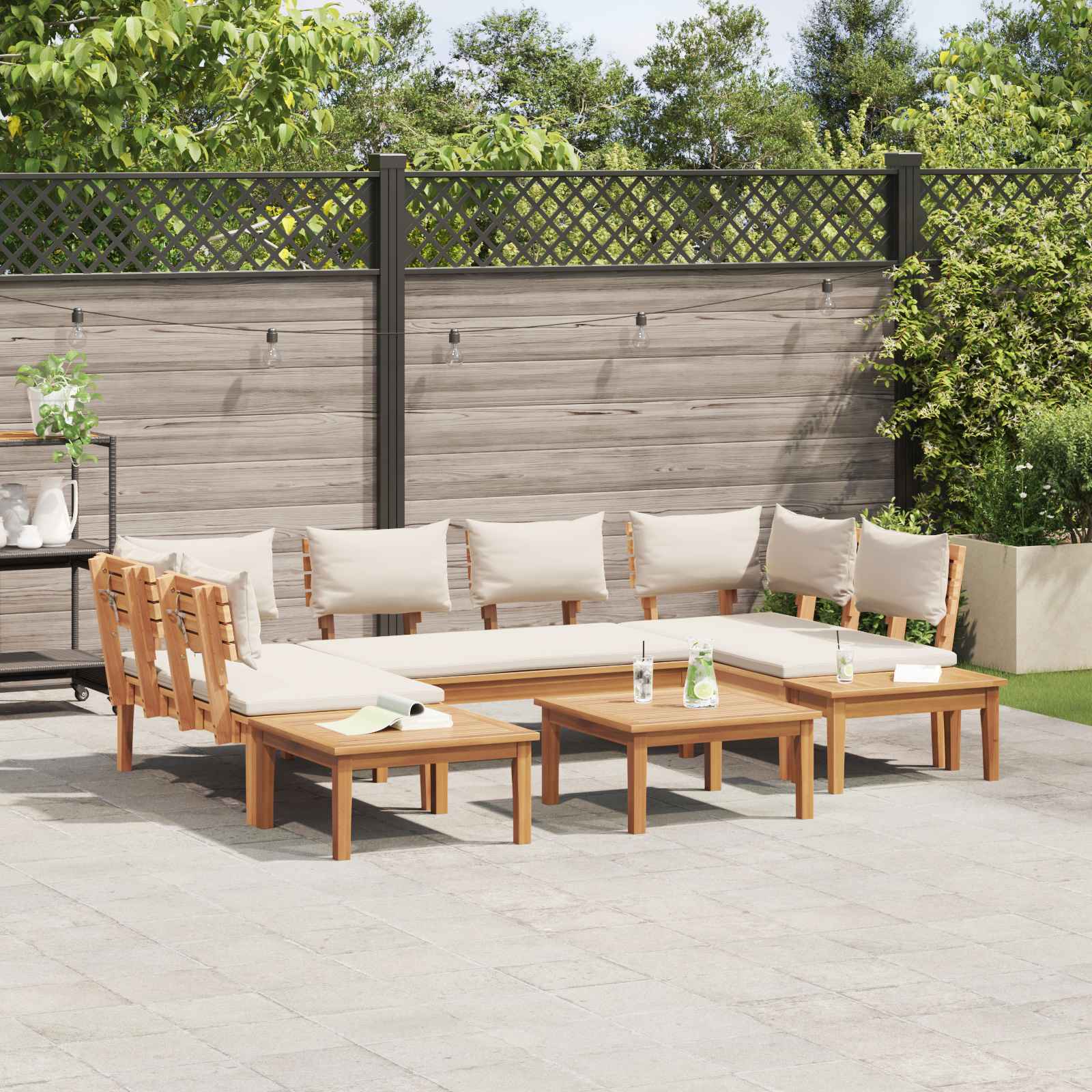 Ensemble de canapé de jardin 4 pcs Marron et Crème - XIOS