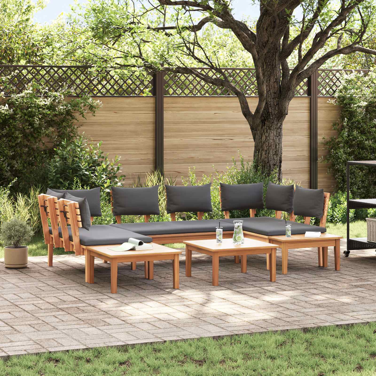 Ensemble de canapé de jardin 4 pcs Marron et gris - XIOS