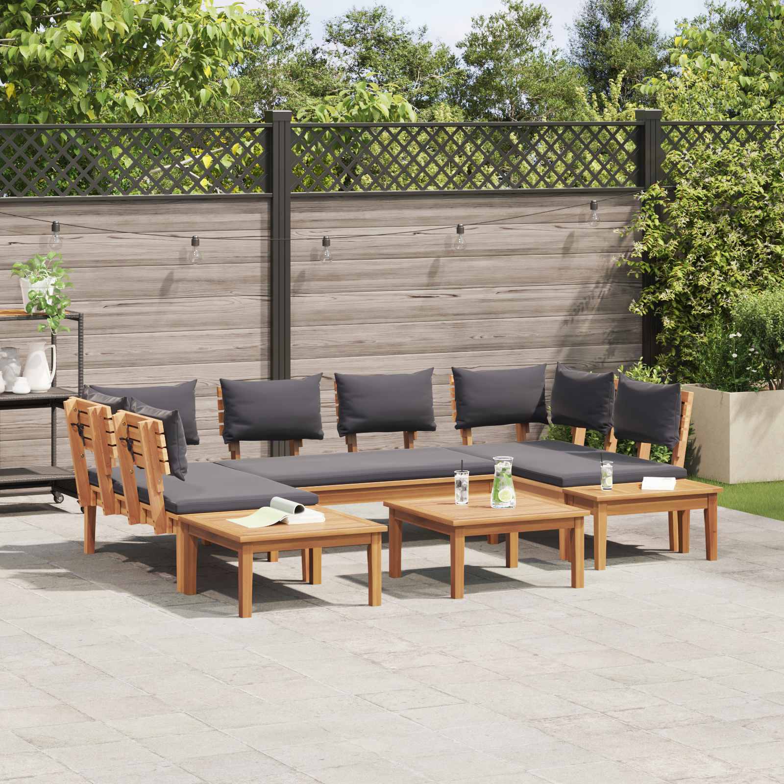 Ensemble de canapé de jardin 4 pcs Marron et gris - XIOS