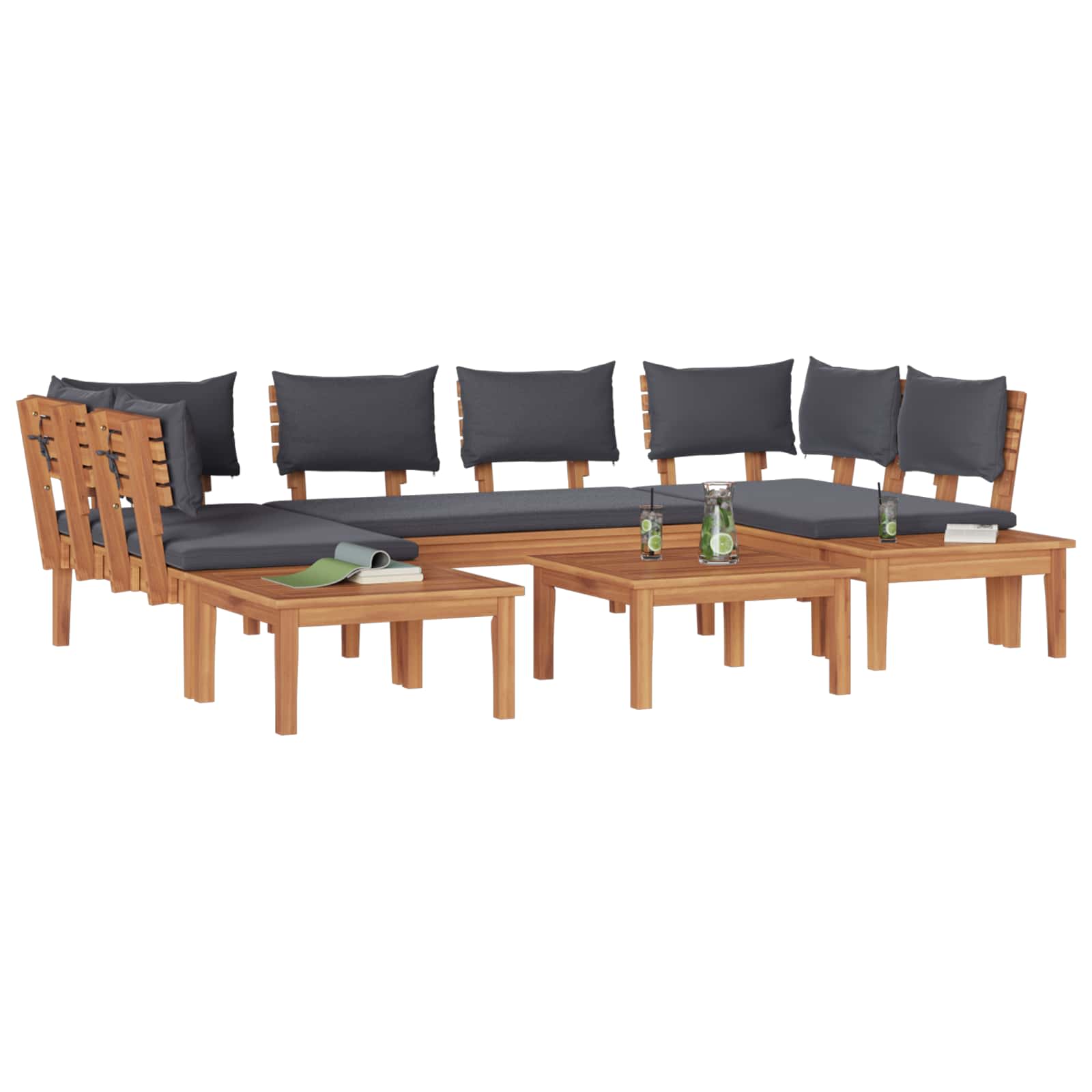 Ensemble de canapé de jardin 4 pcs Marron et gris - XIOS