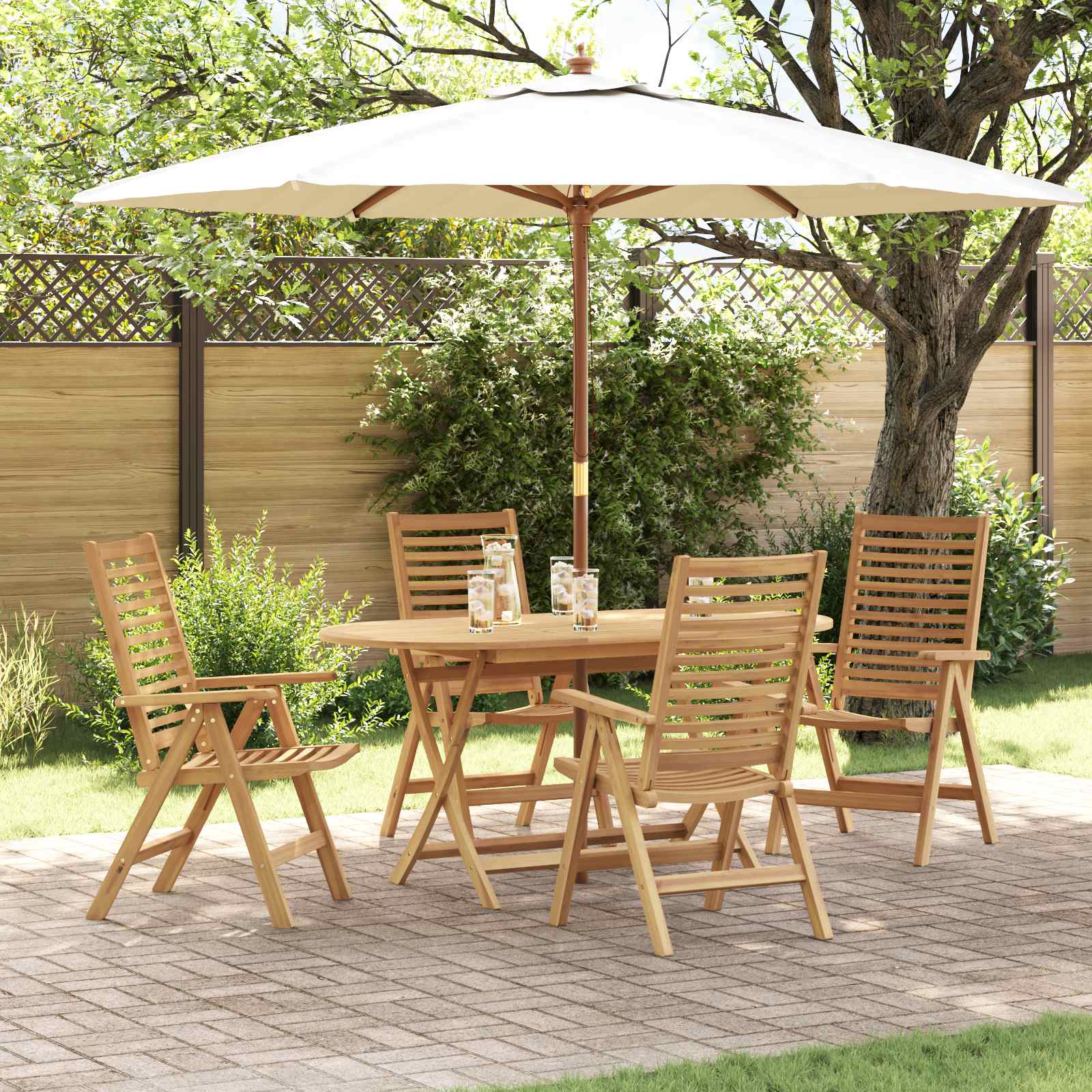 Ensemble de salle à manger pour jardin 5 pc Marron