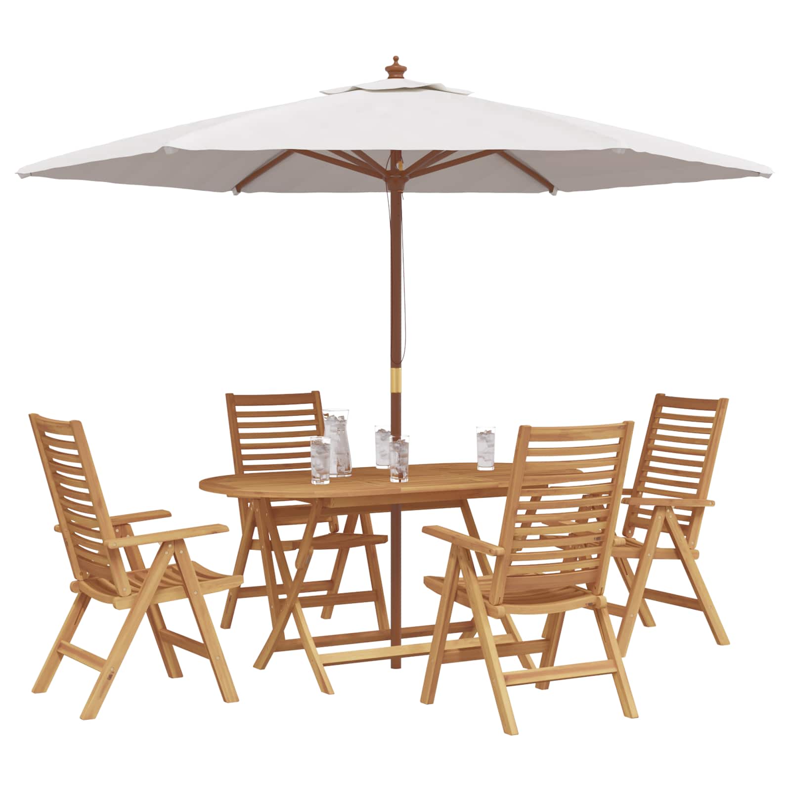 Ensemble de salle à manger pour jardin 5 pc Marron