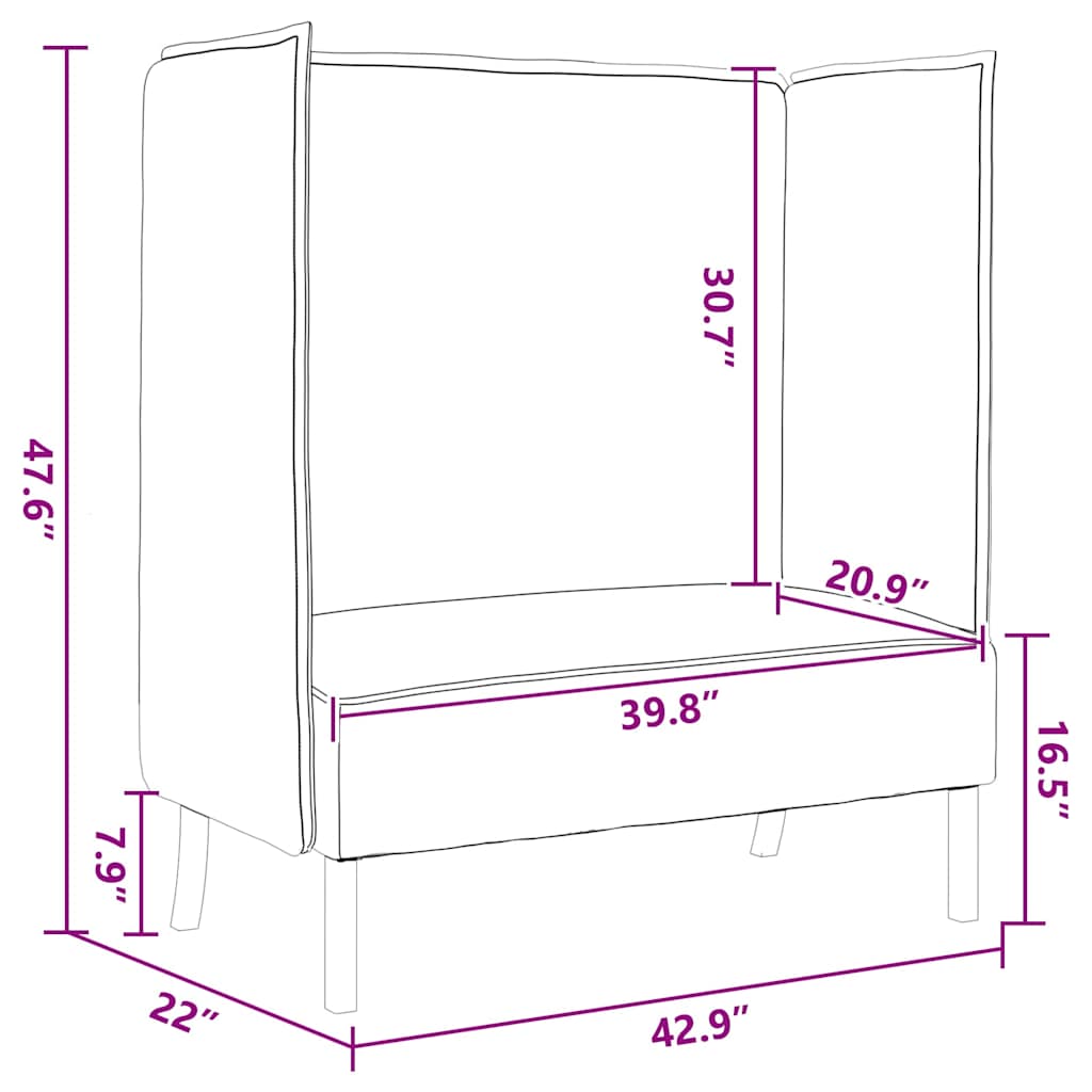 Canapé à Haut Dossier Gris foncé 109 x 56 x 121 cm tissu - XIOS