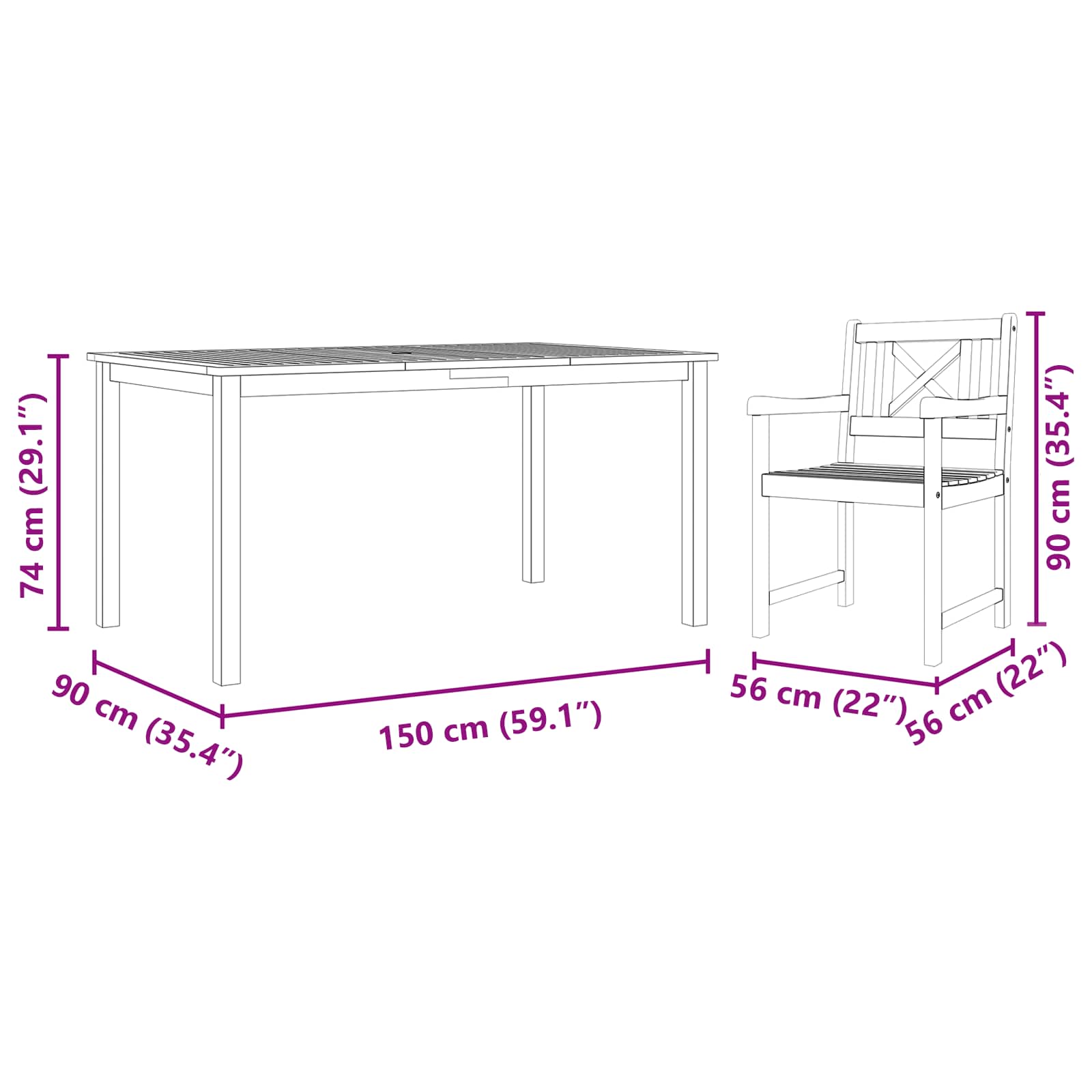 Ensemble de salle à manger pour jardin 7 pcs Marron - XIOS