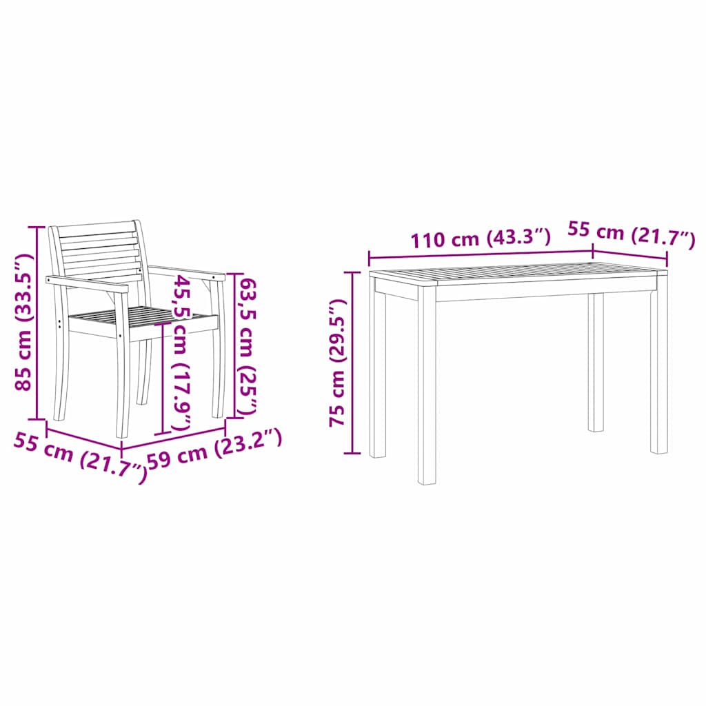 Ensemble de salle à manger pour jardin 3 pcs Marron - XIOS