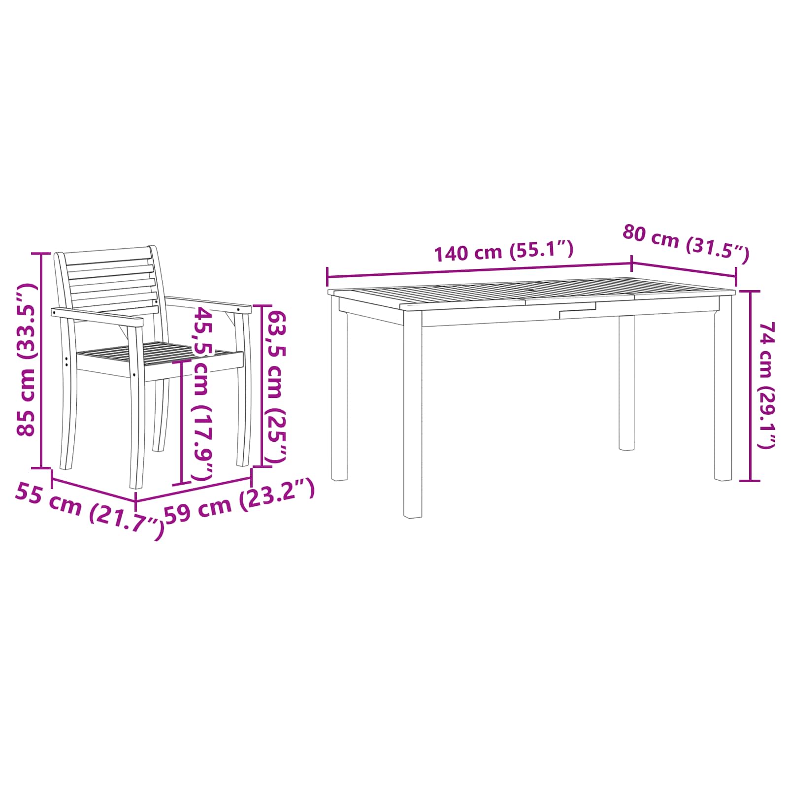 Ensemble de salle à manger pour jardin 5 pcs Marron - XIOS