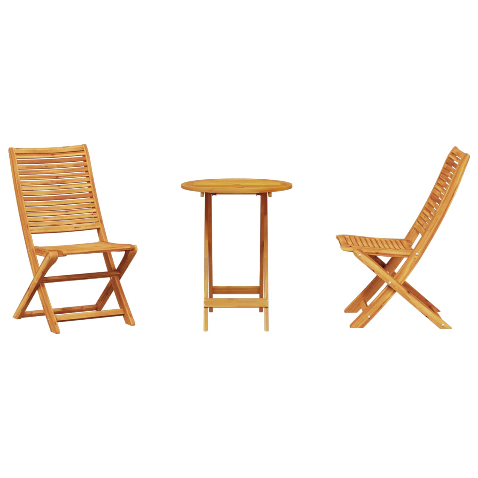Ensemble bistro pliant 3 pcs Marron Bois d'Acacia Massif - XIOS