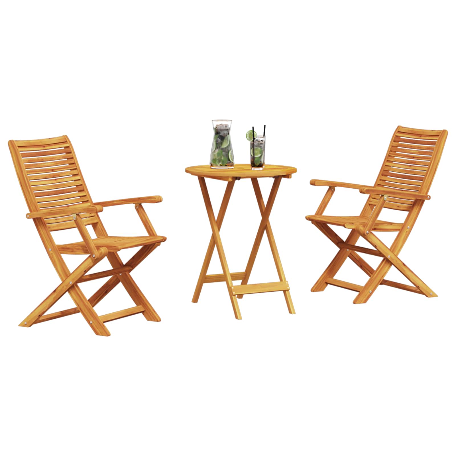 Ensemble bistro pliant 3 pcs Marron Bois d'Acacia Massif - XIOS