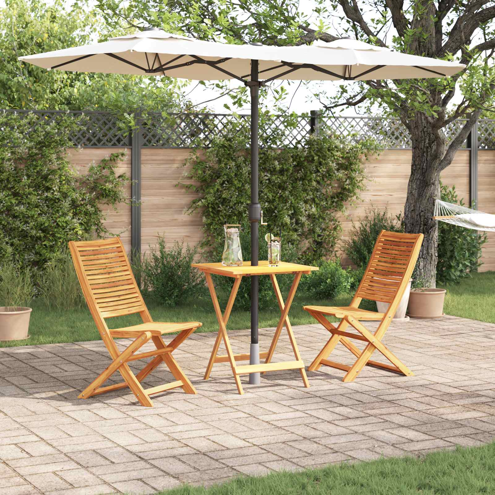 Ensemble bistro pliant 3 pcs Marron Bois d'Acacia Massif - XIOS