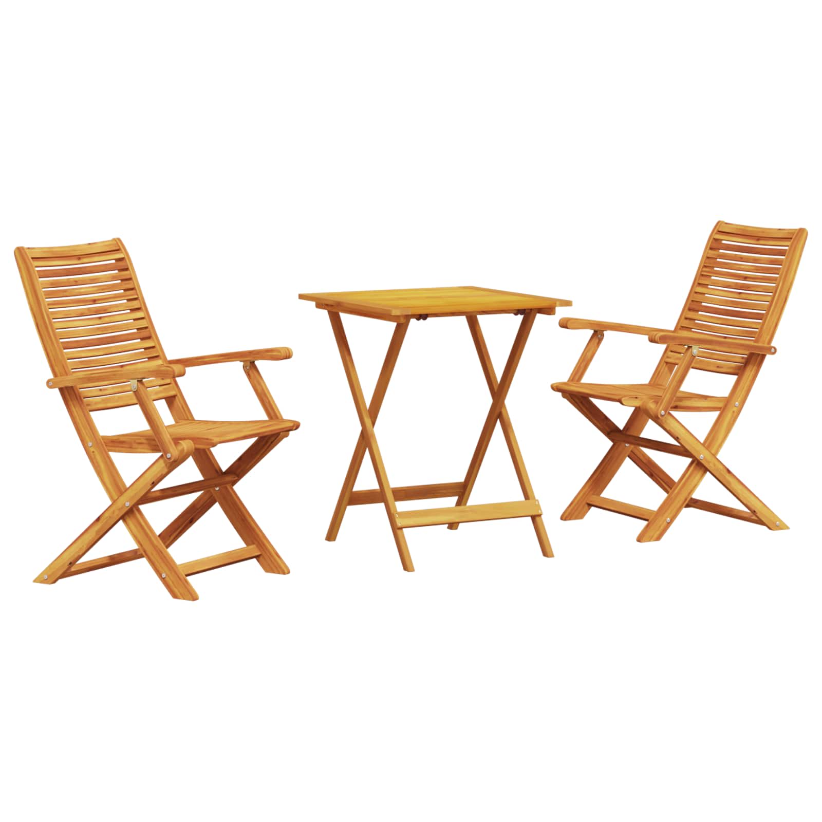 Ensemble bistro pliant 3 pcs Marron Bois d'Acacia Massif - XIOS