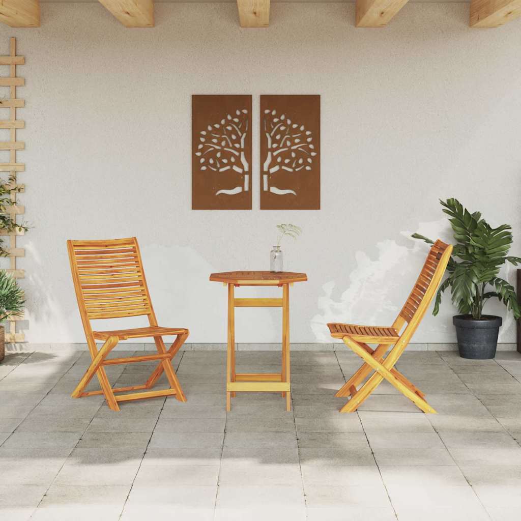 Ensemble bistro pliant 3 pcs Marron Bois d'Acacia Massif - XIOS
