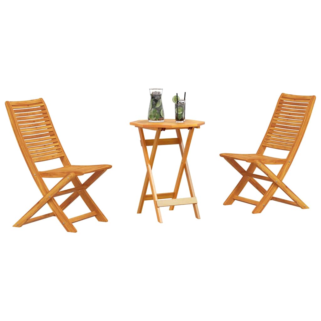 Ensemble bistro pliant 3 pcs Marron Bois d'Acacia Massif - XIOS