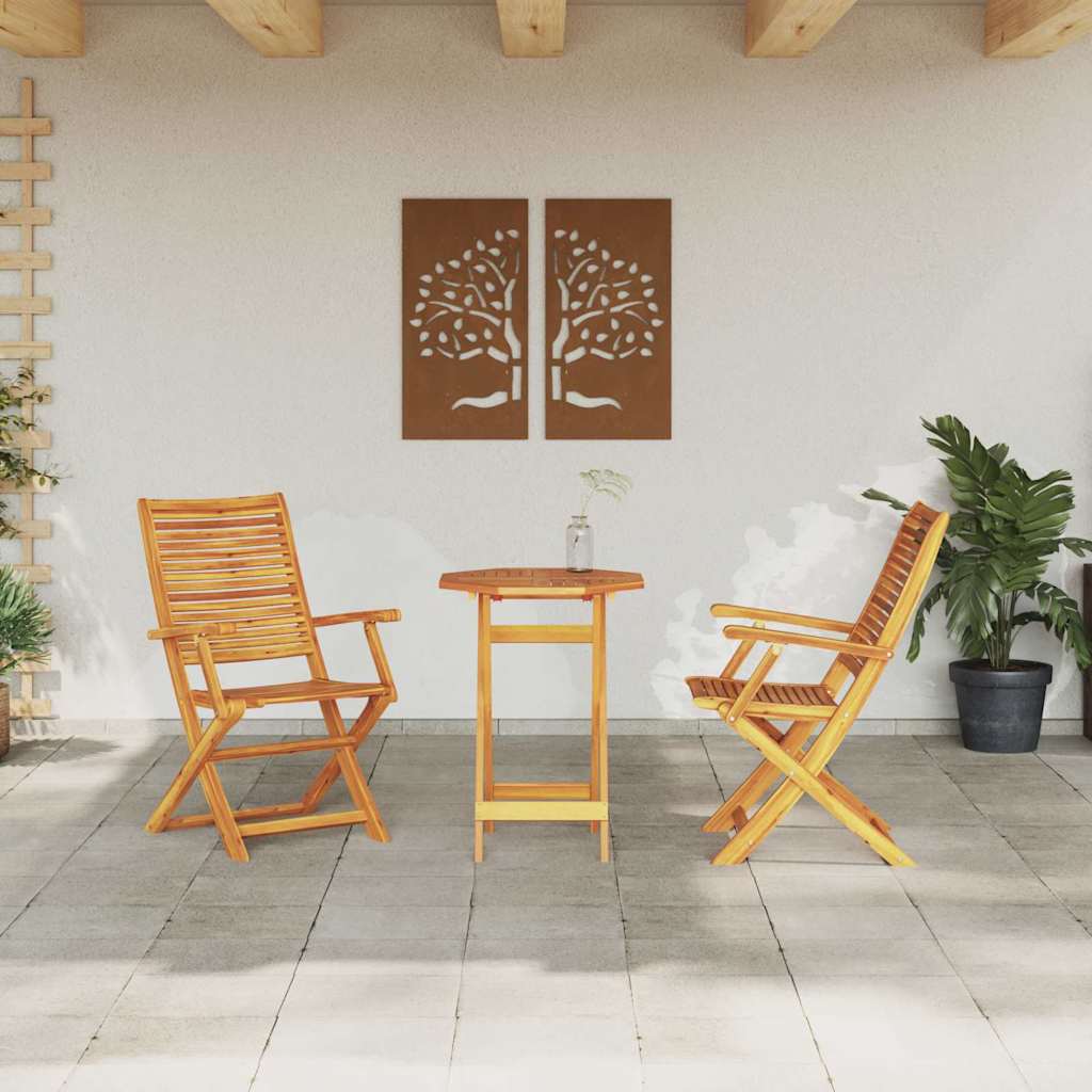 Ensemble bistro pliant 3 pcs Marron Bois d'Acacia Massif - XIOS