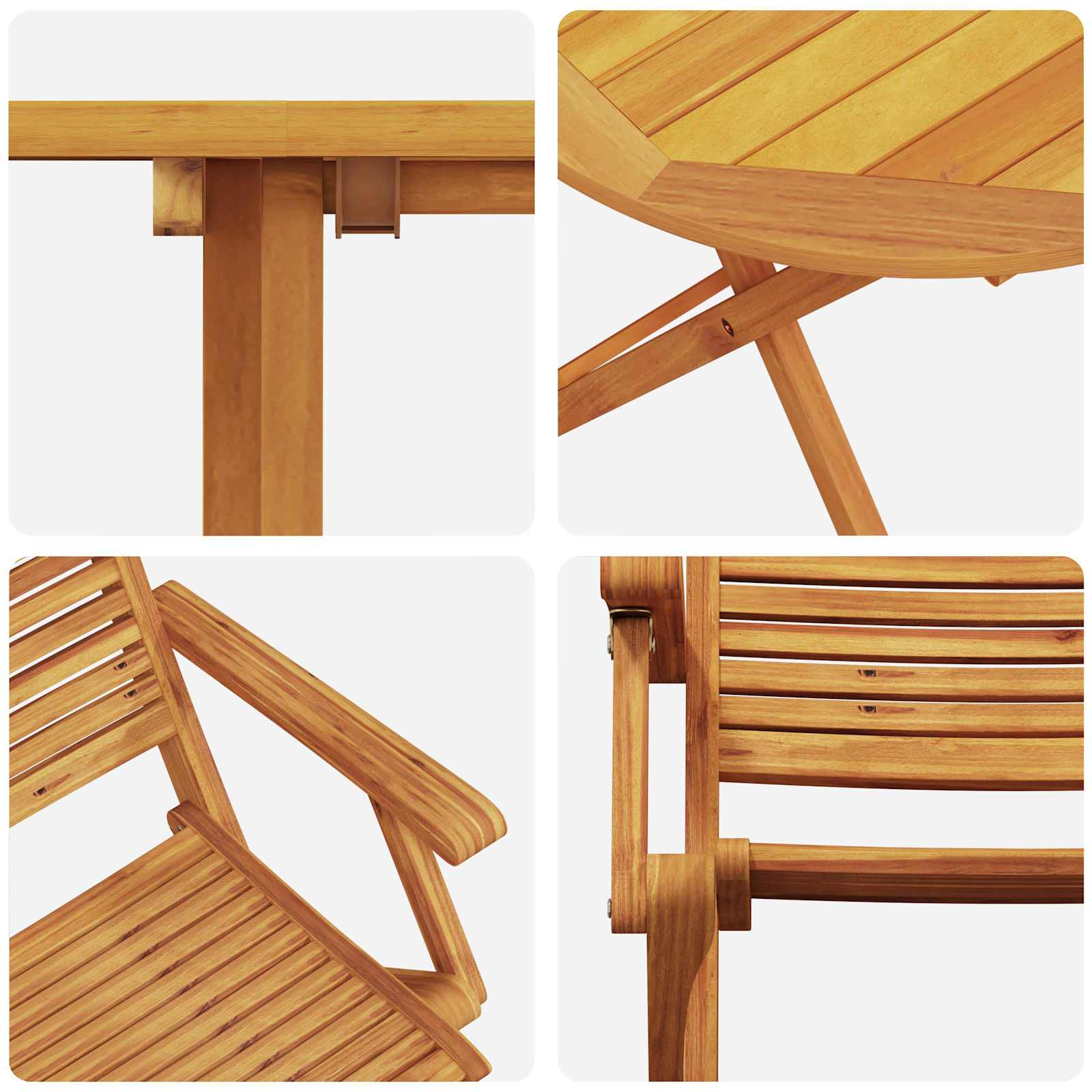 Ensemble bistro pliant 3 pcs Marron Bois d'Acacia Massif - XIOS