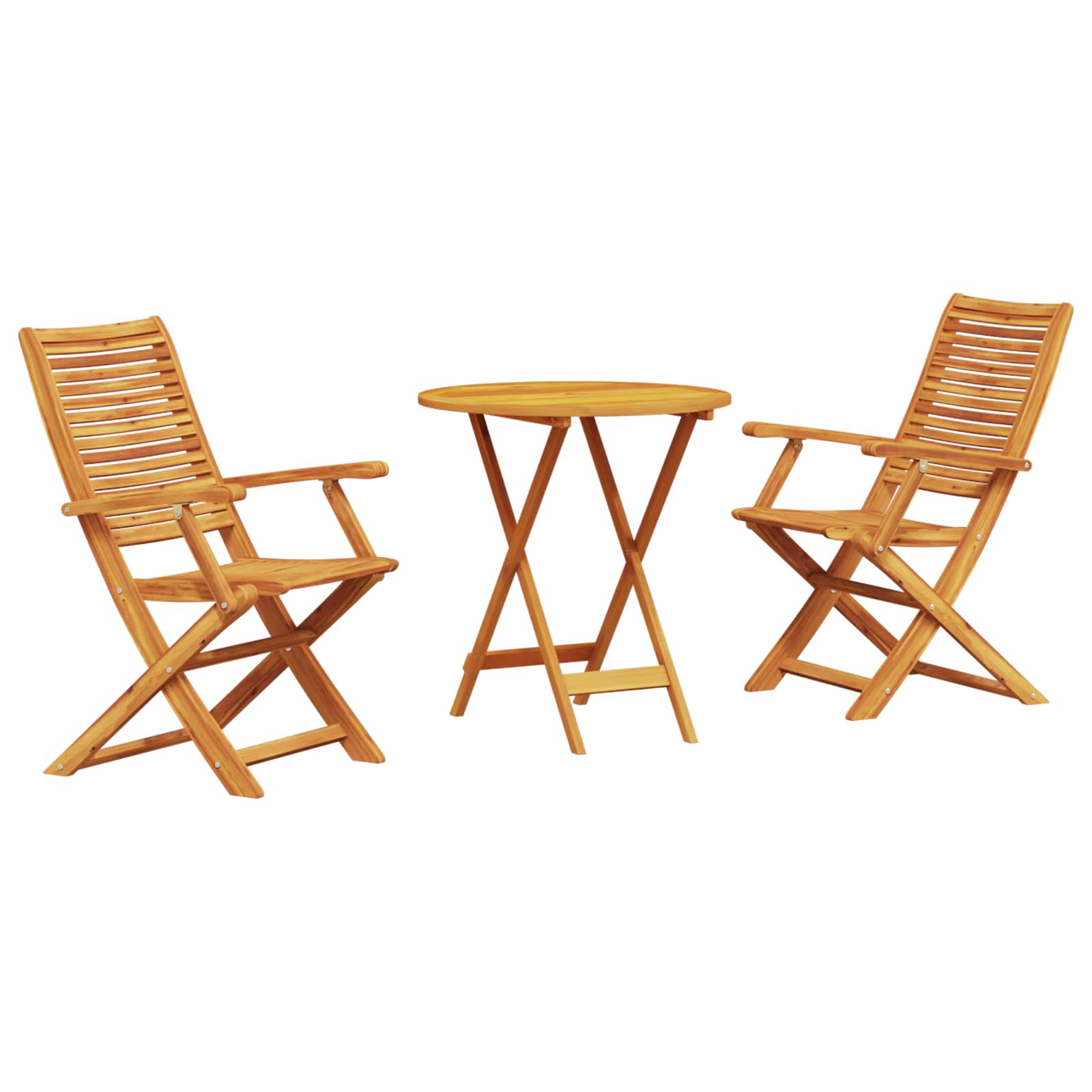 Ensemble bistro pliant 3 pcs Marron Bois d'Acacia Massif - XIOS