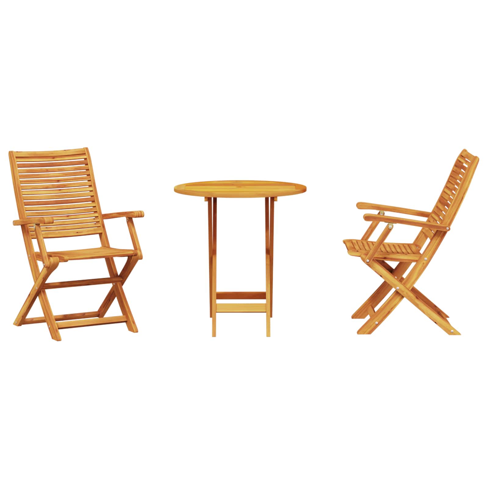 Ensemble bistro pliant 3 pcs Marron Bois d'Acacia Massif - XIOS