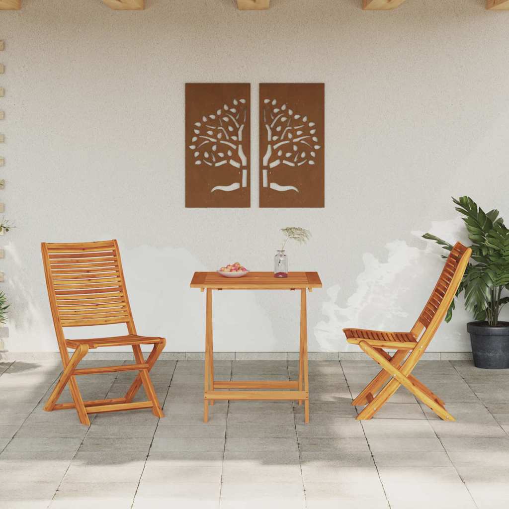 Ensemble bistro pliant 3 pcs Marron Bois d'Acacia Massif - XIOS