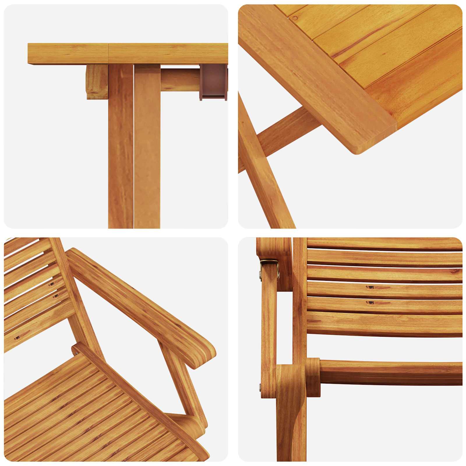 Ensemble bistro pliant 3 pcs Marron Bois d'Acacia Massif - XIOS