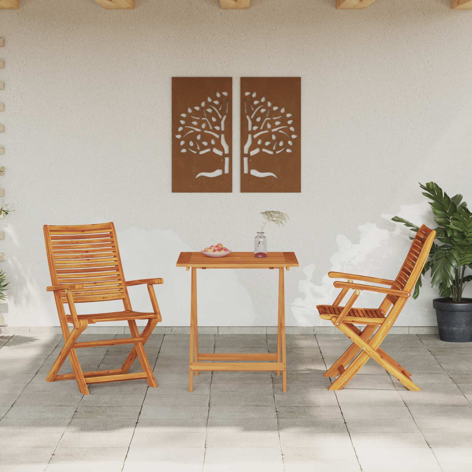 Ensemble bistro pliant 3 pcs Marron Bois d'Acacia Massif - XIOS