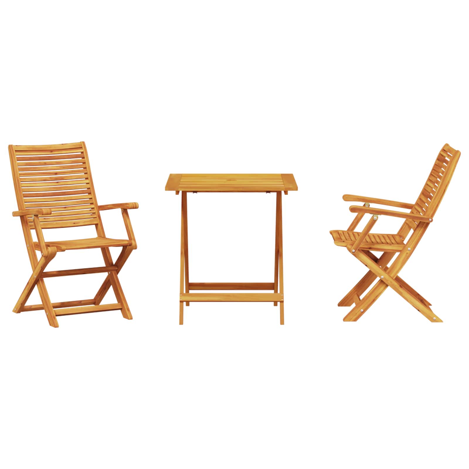 Ensemble bistro pliant 3 pcs Marron Bois d'Acacia Massif - XIOS