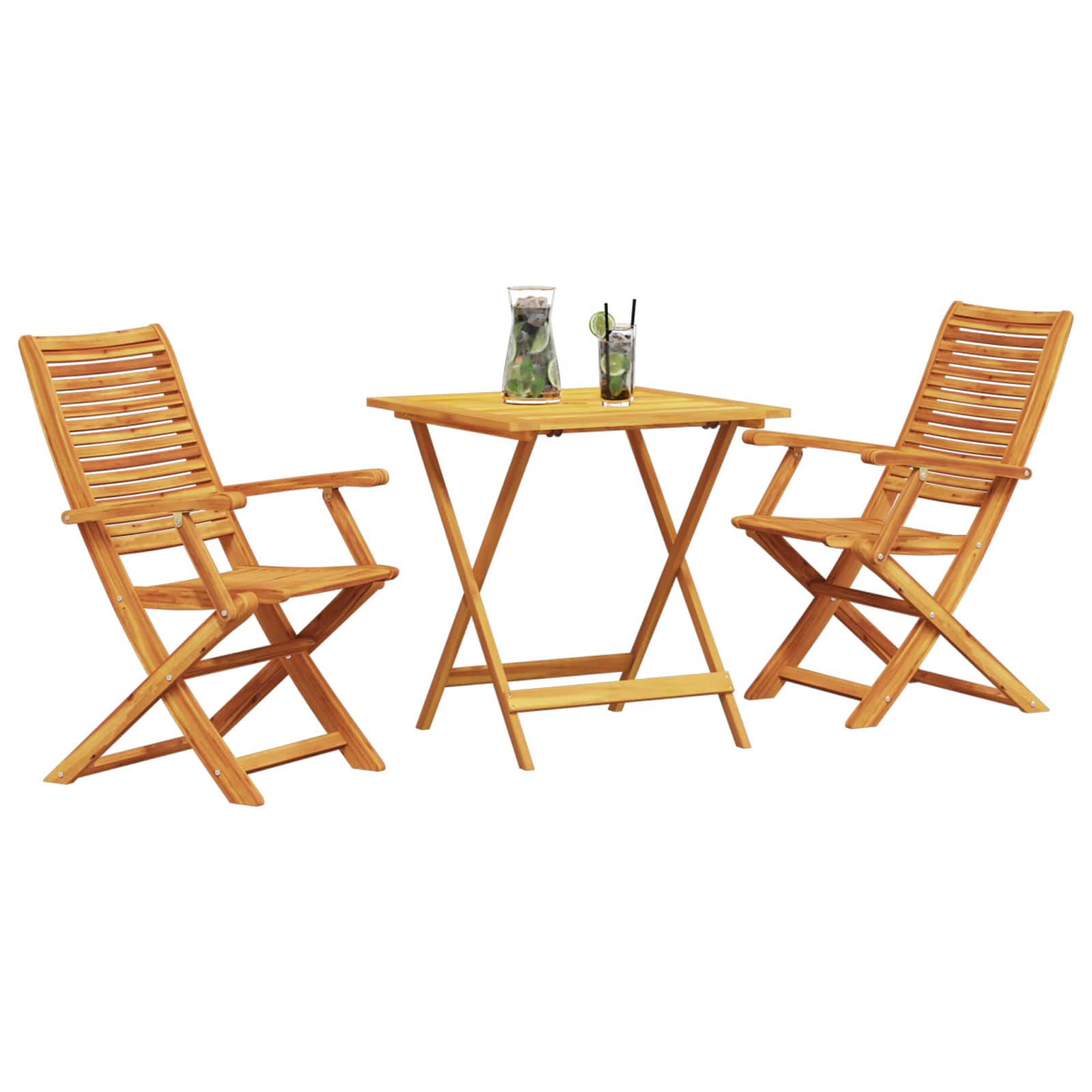 Ensemble bistro pliant 3 pcs Marron Bois d'Acacia Massif - XIOS