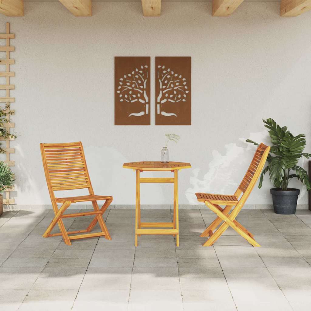 Ensemble bistro pliant 3 pcs Marron Bois d'Acacia Massif - XIOS