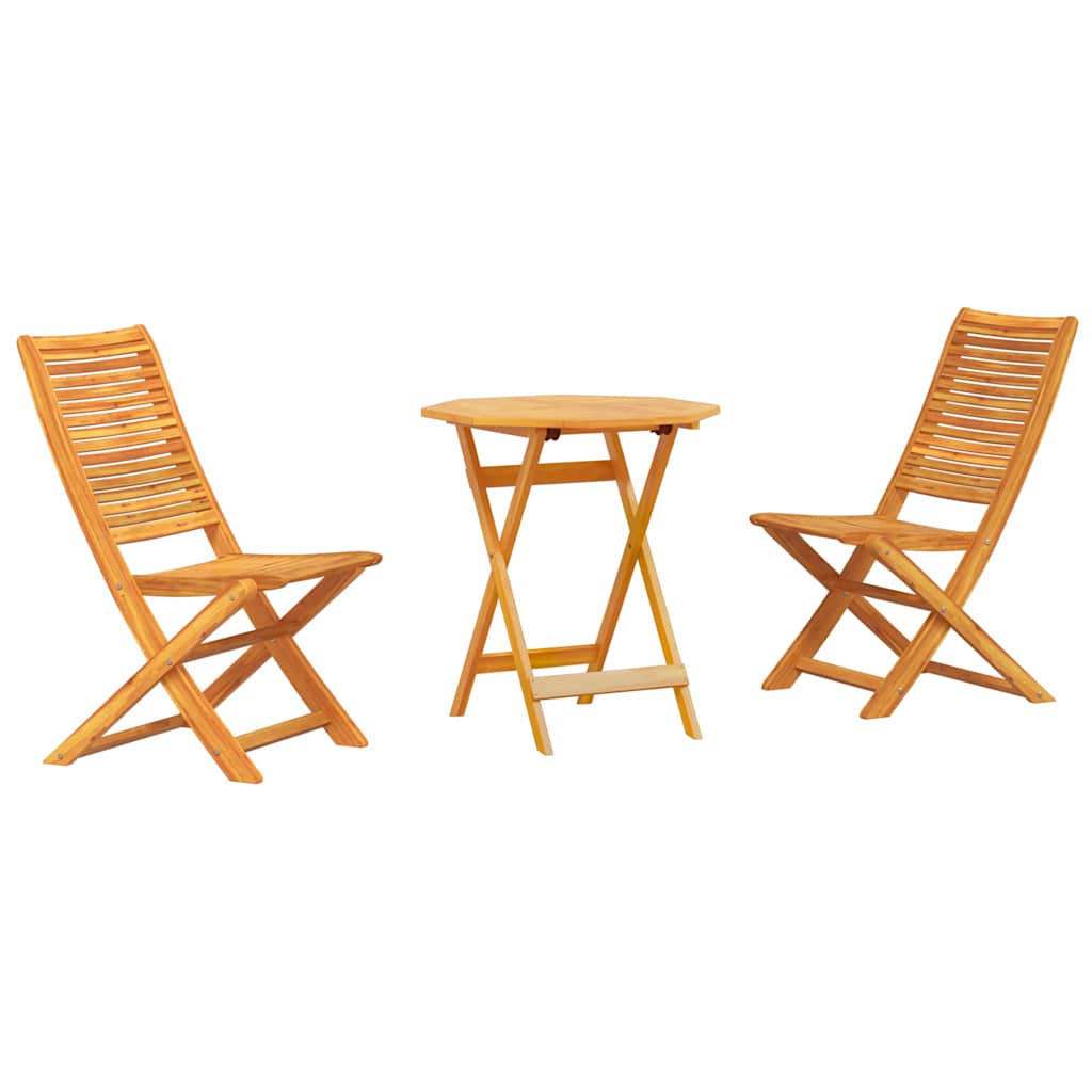 Ensemble bistro pliant 3 pcs Marron Bois d'Acacia Massif - XIOS