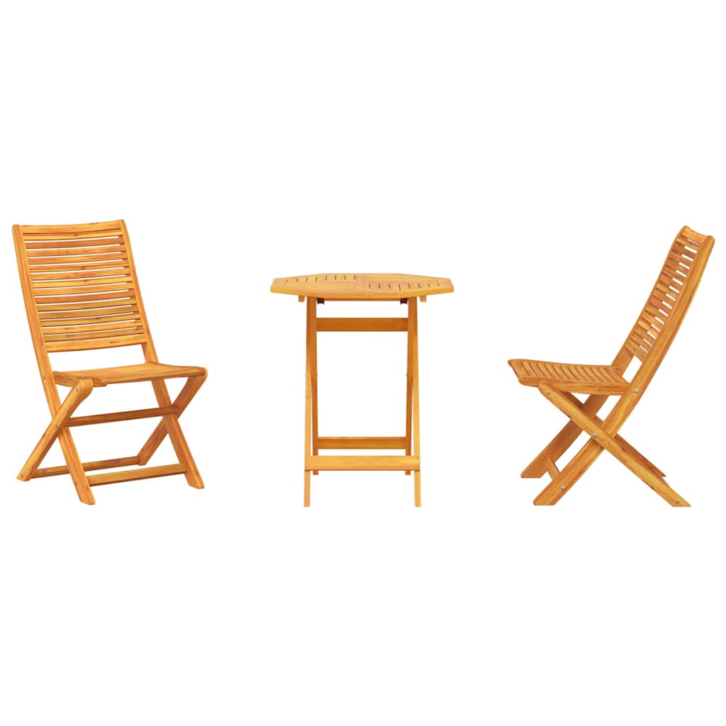 Ensemble bistro pliant 3 pcs Marron Bois d'Acacia Massif - XIOS