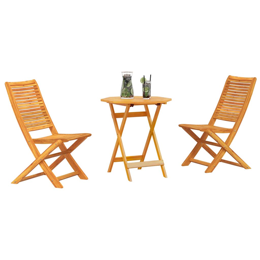 Ensemble bistro pliant 3 pcs Marron Bois d'Acacia Massif - XIOS