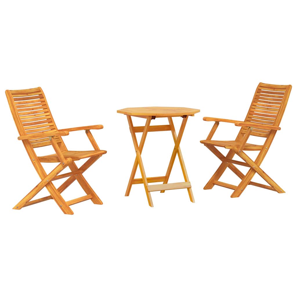 Ensemble bistro pliant 3 pcs Marron Bois d'Acacia Massif - XIOS