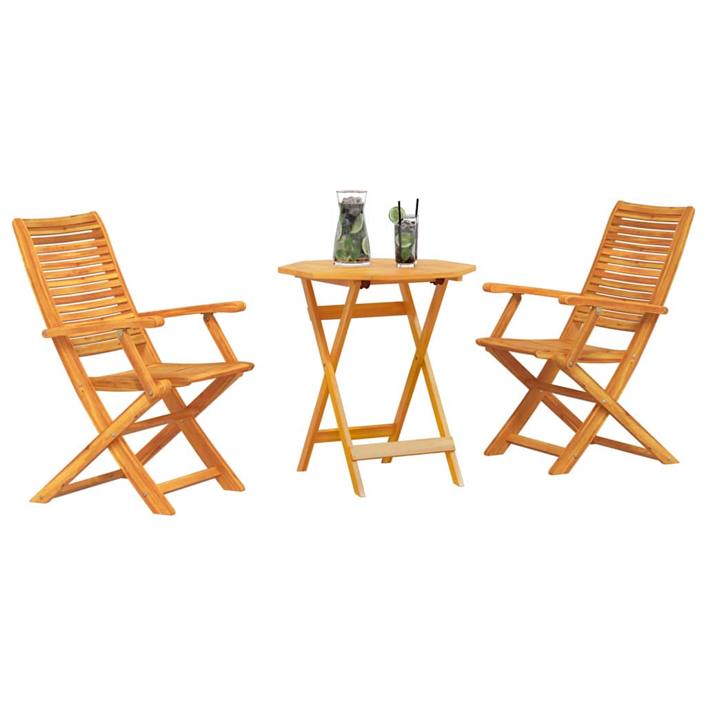 Ensemble bistro pliant 3 pcs Marron Bois d'Acacia Massif - XIOS
