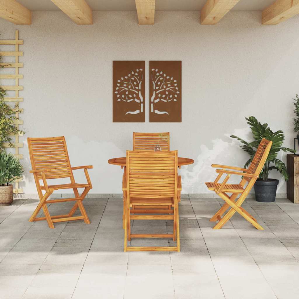 Ensemble de salle à manger pour jardin 5 pcs Marron