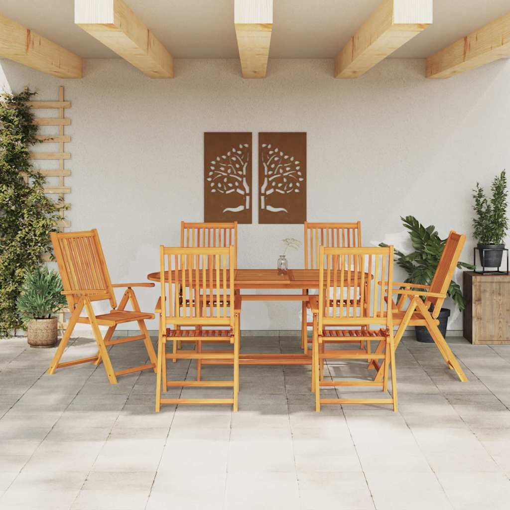 Ensemble de salle à manger pour jardin 7 pc Marron