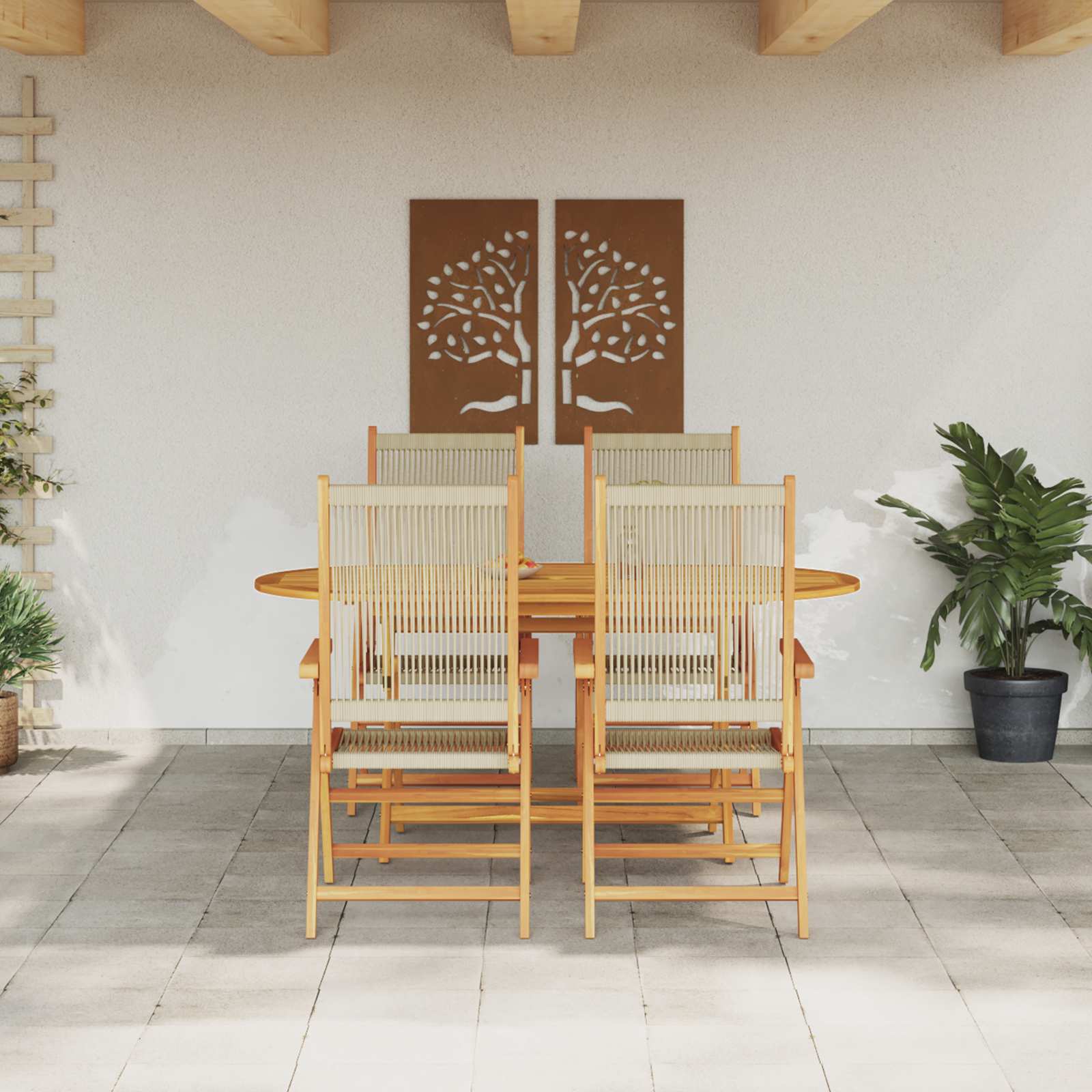 Ensemble de salle à manger pour jardin 5 pc Beige