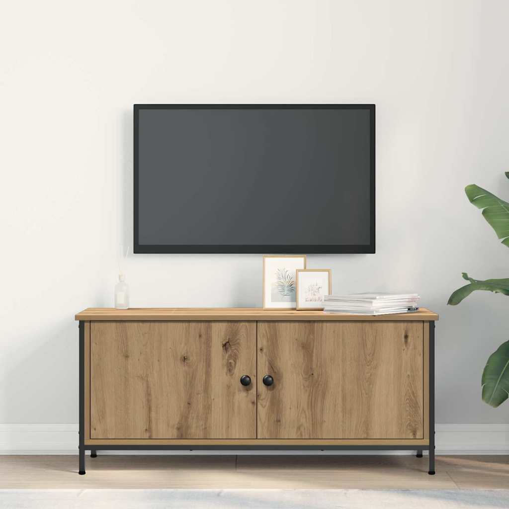 Meuble TV chêne artisanal 100 x 35 x 45 cm Bois d'ingénierie - XIOS