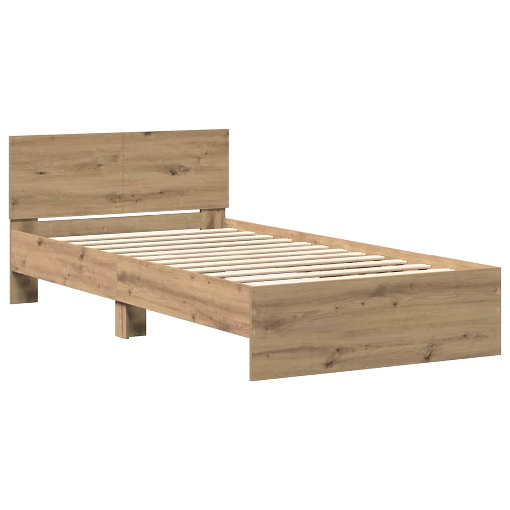 Cadre de lit Chêne artisanal 100 x 200 cm Bois d'ingénierie - XIOS
