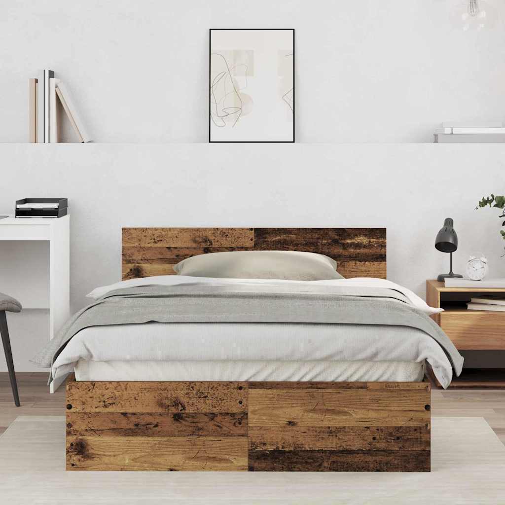 Cadre de lit avec tête de lit Bois Ancien 120 x 190 cm - XIOS