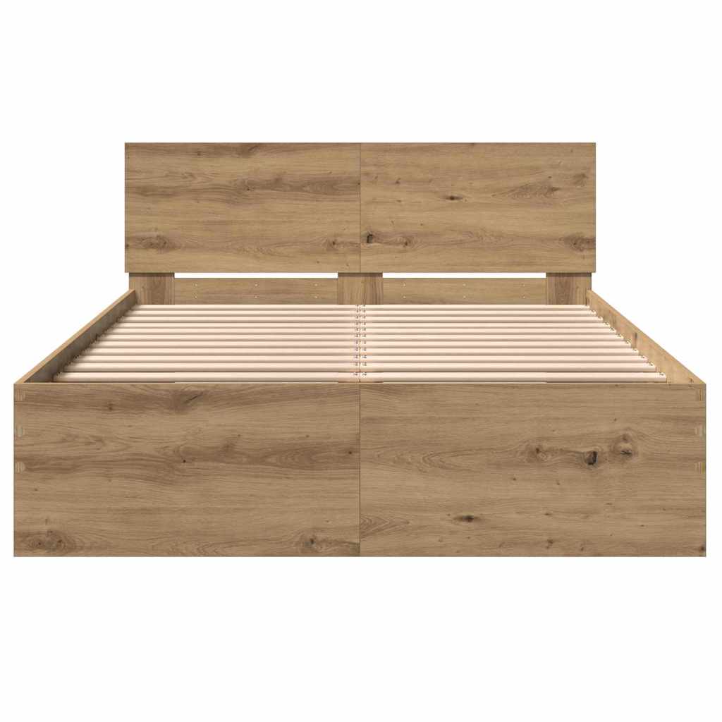 Cadre de Lit Chêne artisanal 120 x 190 cm Bois d'ingénierie - XIOS