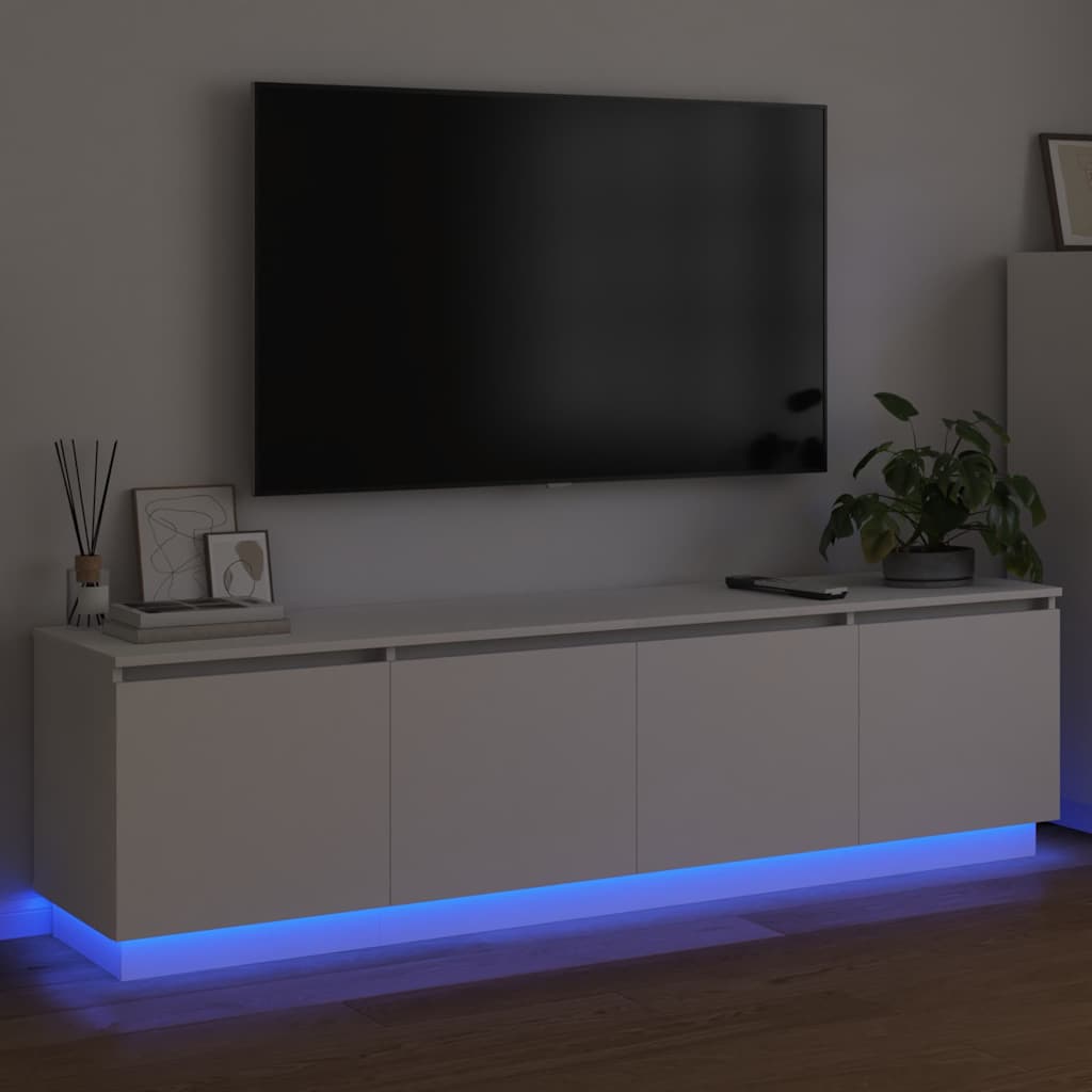 Meuble TV avec LED Blanc 180 x 38 x 49 cm Bois d'ingénierie - XIOS